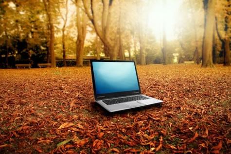 Ilustracija laptop u prirodi